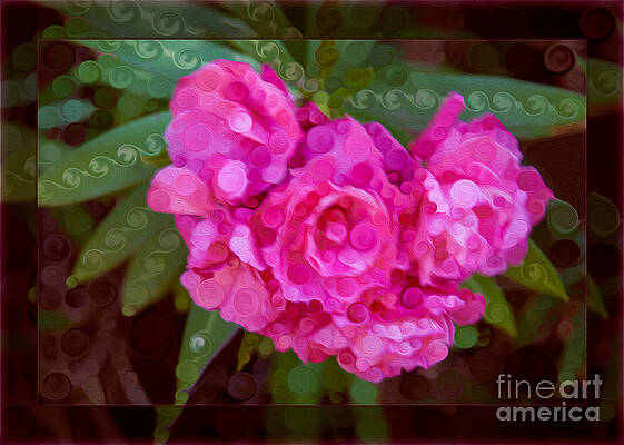 Wall Art featuring the painting Pink Plumeria Abstract Flower Painting by Omaste Witkowski