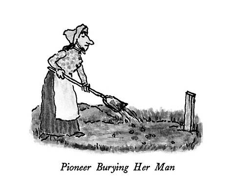Native Drawing - Pioneer Burying Her Man by William Steig