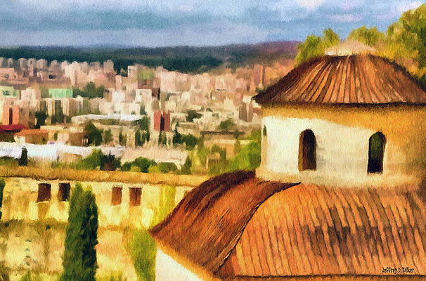 Mediterranean Cityscape with Dome Wall Art