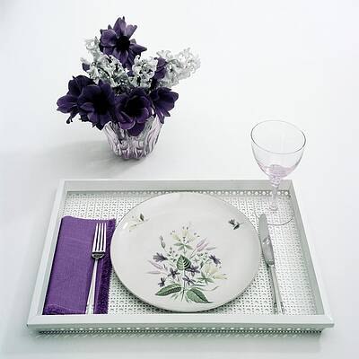 Fork Wall Art featuring the photograph Place Setting With With Flowers by Haanel Cassidy