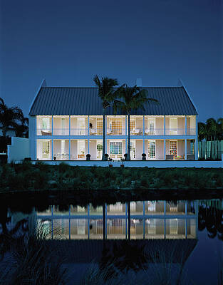 Illuminate Photograph - Plantation House And Pool At Night by Durston Saylor