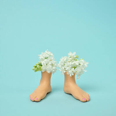 Wall Art featuring the photograph Plastic Feet Filled With Flowers by Juj Winn