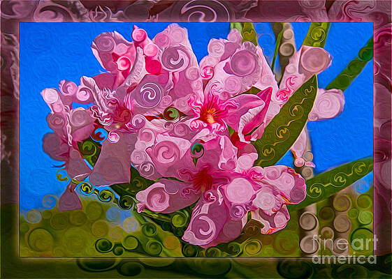 Wall Art featuring the painting Playful Plumeria Abstract Garden Art Painting by Omaste Witkowski