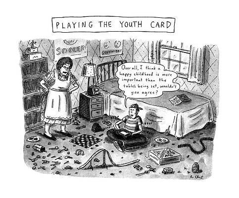 Youth Drawing - Playing The Youth Card by Roz Chast