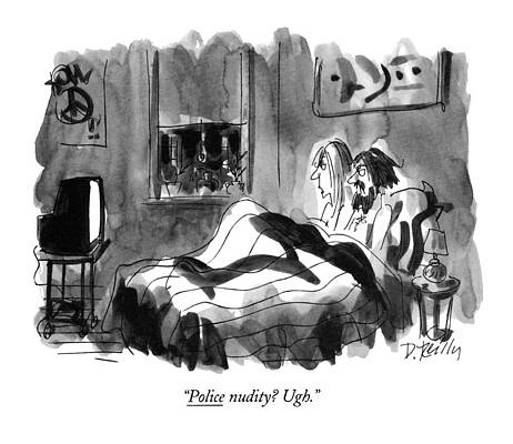 Watching Drawing - Police Nudity? Ugh by Donald Reilly