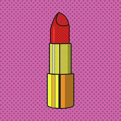 Pop Art Lipstick on Pink Background Wall Art