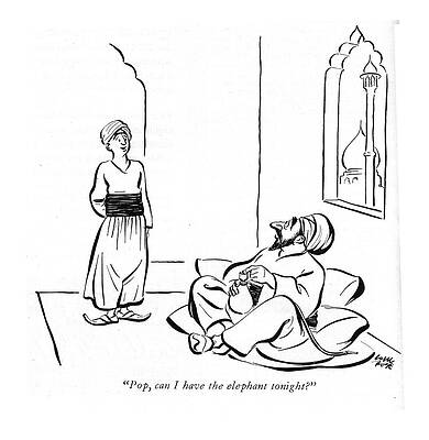 Teen Wall Art featuring the drawing Can I Have The Elephant Tonight? by Carl Rose