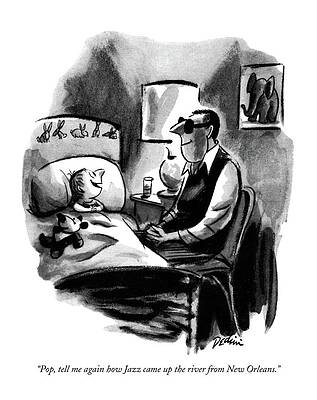 Jazz Wall Art featuring the drawing Pop, Tell Me Again How Jazz Came Up The River by Eldon Dedini