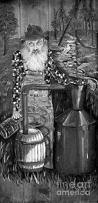 Painting - Popcorn Sutton - Black And White - Legendary by Jan Dappen