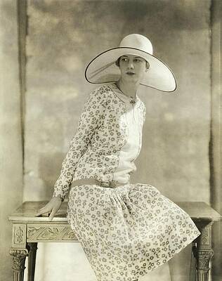 Monochrome Photograph - Portrait Of A Model Wearing A Wide Brimmed Hat by Charles Sheeler