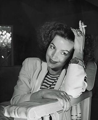 Woman in Striped Shirt and Blazer Photograph