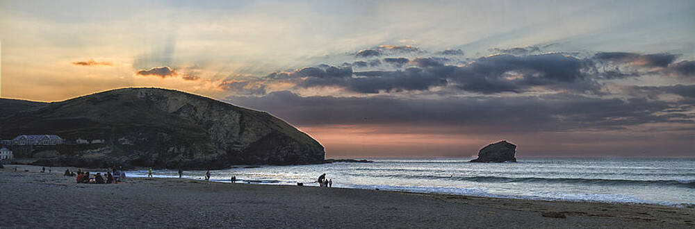 Sky Wall Art featuring the photograph Portreath Bay Panorama by Shirley Mitchell