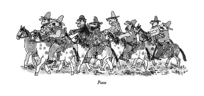 Native Drawing - Posse by William Steig