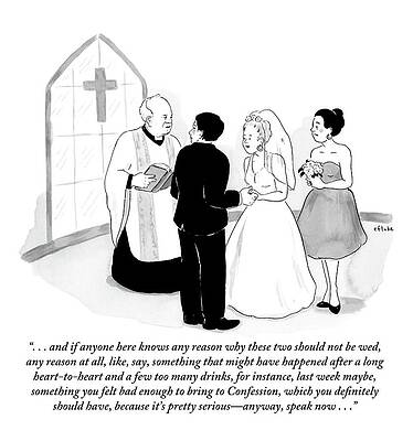 Peace Drawing - Priest Marries Man And Woman In Front Of A Large by Emily Flake