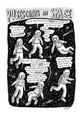 Teen Wall Art featuring the drawing Pubescents In Space by Roz Chast