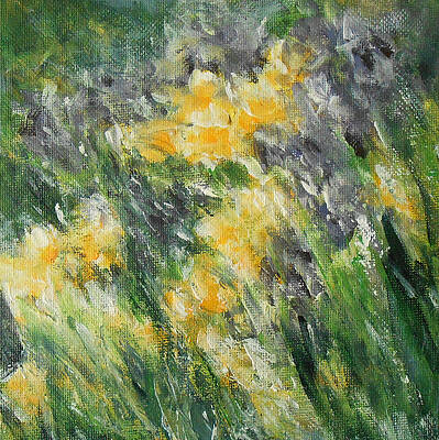 Flower Wall Art featuring the painting Purple And Yellow by Jane See