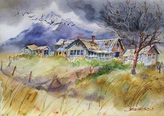 Nostalgia Painting - Purple Lone Cone Ranch by Jackson Ordean