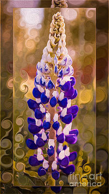 Wall Art featuring the painting Purple Lupine In The Fall Flower Abstract Art by Omaste Witkowski