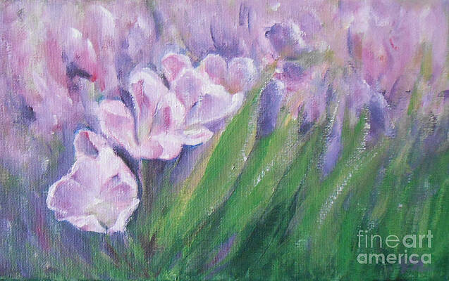 Flower Wall Art featuring the painting Purple Tulips by Jane See