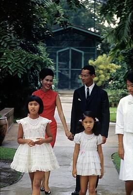 Landscape Architecture Wall Art featuring the photograph Queen Sirikit And Members Of The Thai Royal by Henry Clarke