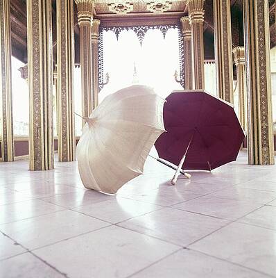 Thailand Wall Art featuring the photograph Queen Sirikit's Umbrellas At The Grand Palace by Henry Clarke