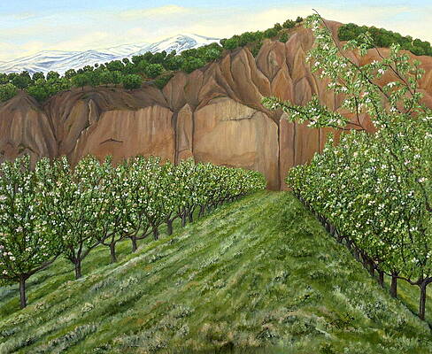 Nature Painting - Quince Trees by Angeles M Pomata