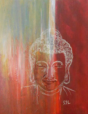 Wall Art featuring the mixed media Rainbow Body - Buddha by Jane See