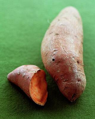 Fruit Photograph - Raw Sweet Potatoes by Romulo Yanes
