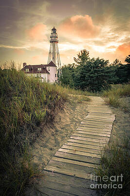 Sunset Path to Lighthouse Wall Art