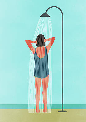 Wall Art featuring the digital art Rear View Of Woman Having Outdoor by Malte Mueller