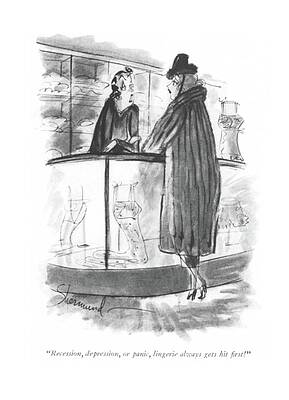 Underwear Drawing - Recession, Depression, Or Panic by Barbara Shermund