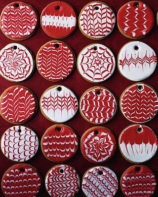 Baking Wall Art featuring the photograph Red And White Christmas Cookies by Romulo Yanes