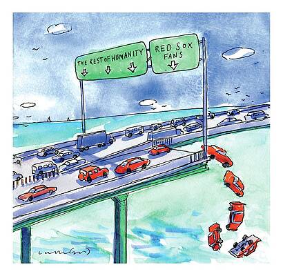 Highway Sign with Red Sox Fans Detour Print