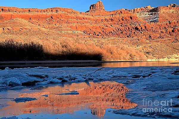 Utah Photograph - Red Rocks In Cracked Ice by Adam Jewell