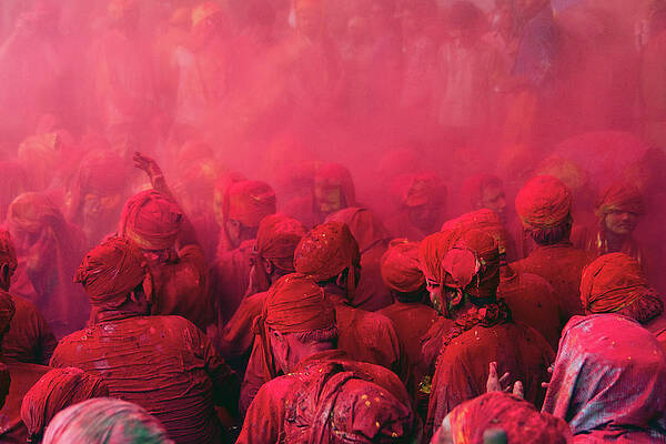 Wall Art featuring the photograph Red Sea | Holi At Braj by Akash Bhattacharya