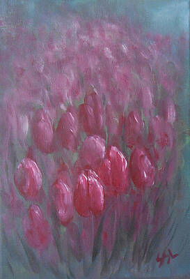Flower Wall Art featuring the painting Red Tulips by Jane See