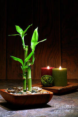 Zen Bamboo Arrangement with Candles Wall Art