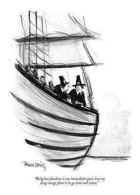 Colonial Pilgrims on a Ship Wall Art