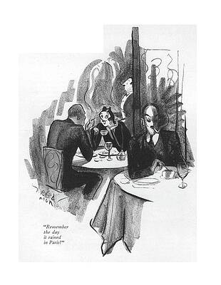 Rainy Day in Paris Cafe Drawing