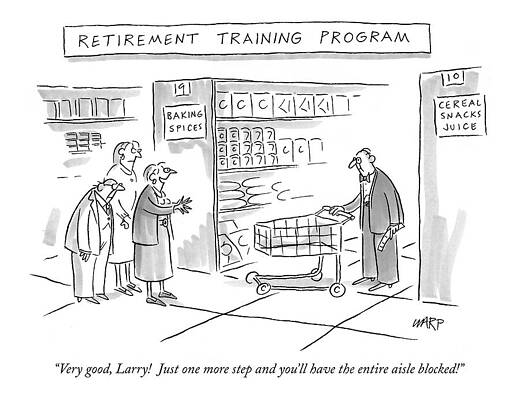 Supermarket Retirement Humor Drawing