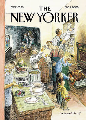 Busy Thanksgiving Kitchen Scene Painting