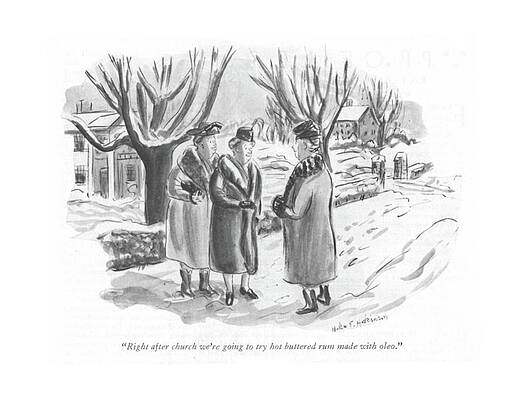 Recipe Drawing - Hot Buttered Rum With Oleo by Helen E Hokinson