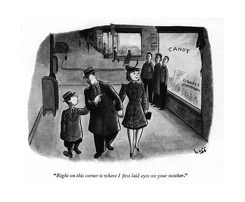 Lover Drawing - Right On This Corner Is Where I ?rst Laid Eyes by Sydney Hoff