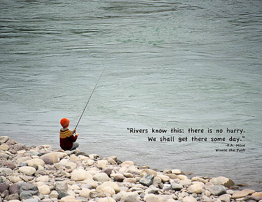 Child Fishing by the River Photograph