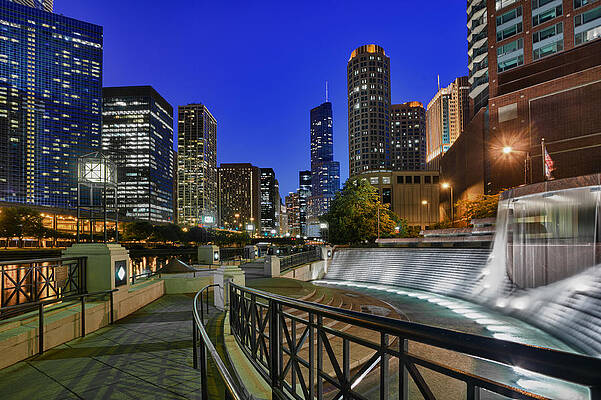 Usa Photograph - Riverwalk And Centennial Fountain by Steven Heap