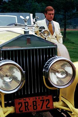Man in Vintage Car with Rolls Royce Wall Art