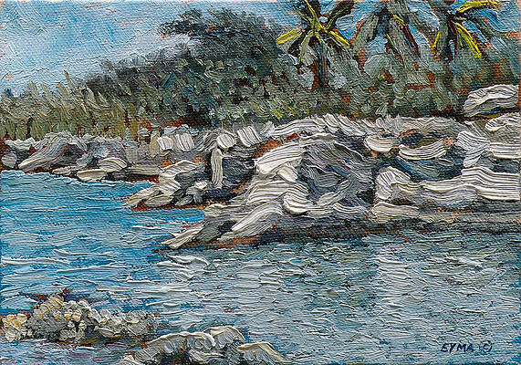 Wall Art featuring the painting Rocky Bluff - Eleuthera, Bahamas by Ritchie Eyma