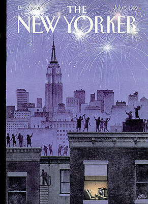 Fireworks Over Manhattan Skyline Painting
