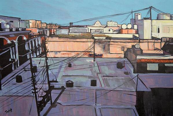 Cityscape Wall Art featuring the painting Rooftops Of Old San Juan by Laura Toth
