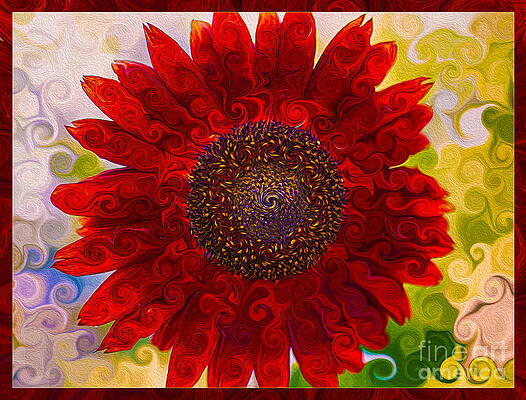 Summer Painting - Royal Red Sunflower by Omaste Witkowski